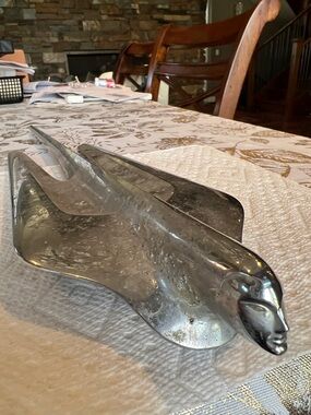 Car hood ornament. Vintage, very heavy chrome and NOT cleaned
